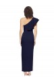 Long Sleeveless Stretch Crepe Dark Navy Sheath One Shoulder Prom Dress Canada Online