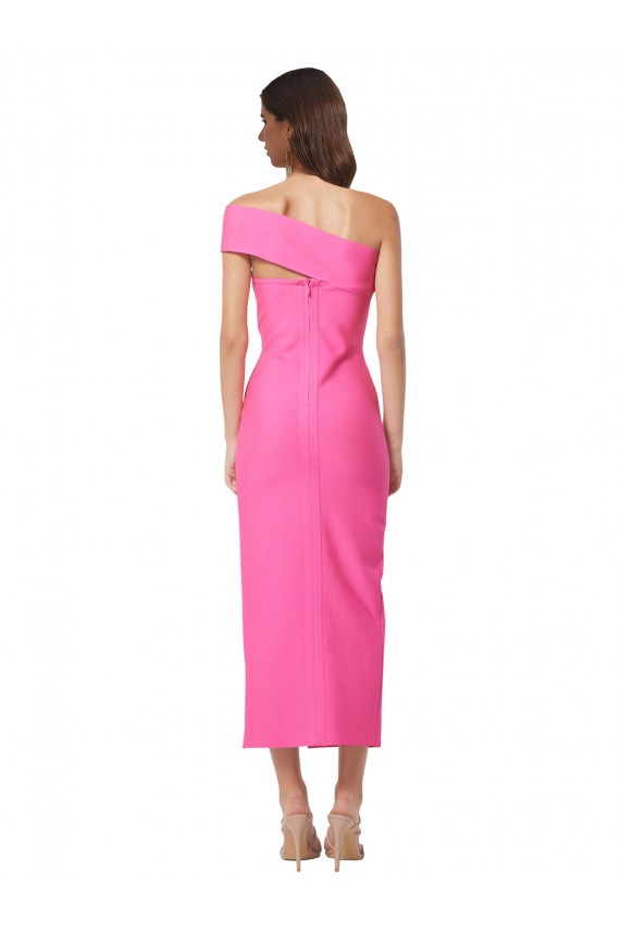 Midi Length Sleeveless Stretch Crepe Fuchsia Sheath Prom Dress Canada Online