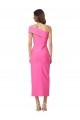 Midi Length Sleeveless Stretch Crepe Fuchsia Sheath Prom Dress Canada Online