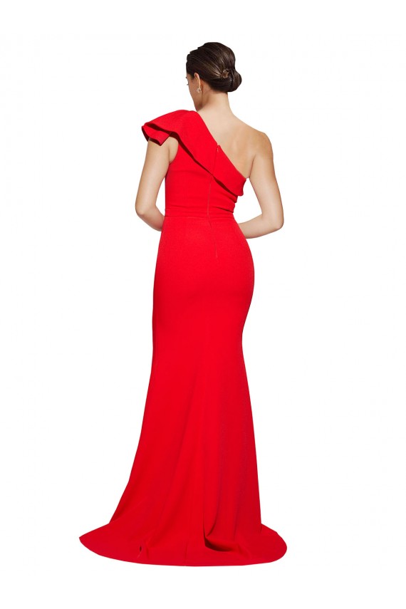 Sweep Train Sleeveless Stretch Crepe Red Sheath Prom Dress Canada Online