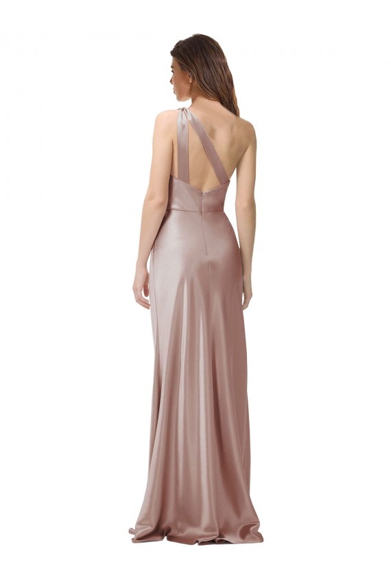 Long Sleeveless Stretch Satin Dusty Pink Sheath Prom Dress Canada Online