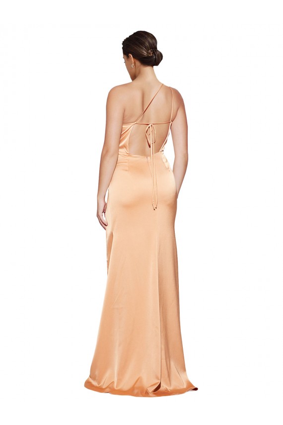 Long Sleeveless Stretch Satin Light Copper Sheath Prom Dress Canada Online