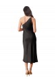 Midi Length Sleeveless Stretch Satin Black Sheath Black Tie Prom Dress Canada Online