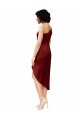 Midi Length Sleeveless Stretch Satin Burgundy Sheath Black Tie Prom Dress Canada Online