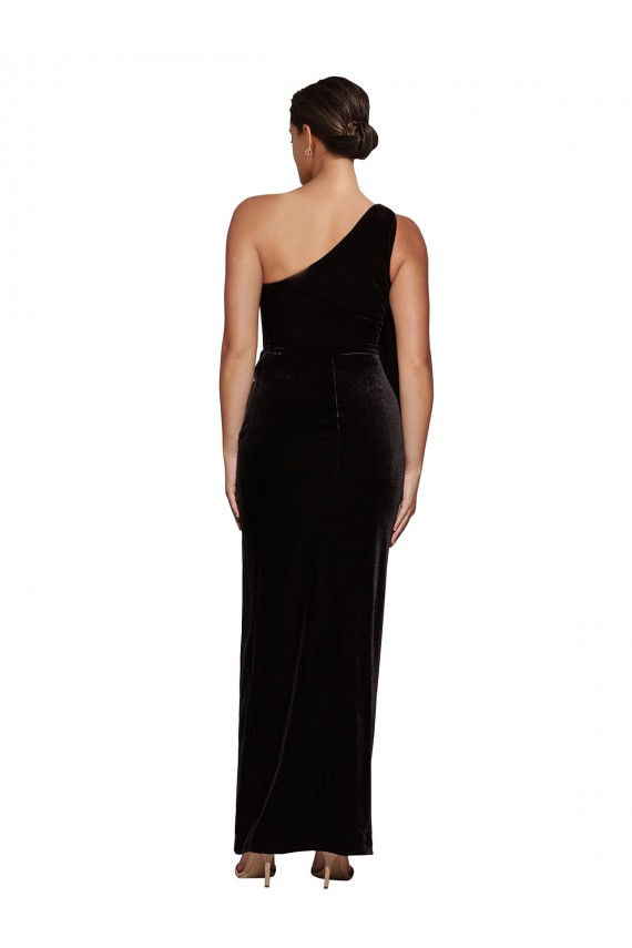 Long Sleeveless Stretch Velvet Black Sheath Prom Dress Canada Online