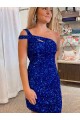 Short Sleeveless Velvet Sequin Fuchsia Sheath Prom Dresses Canada Online