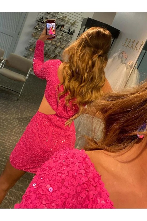 Short Long Sleeves Velvet Sequin Sheath Prom Dresses Canada Online