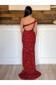Sweep Train Sleeveless Velvet Sequin Burgundy Sheath Prom Dress Canada Online