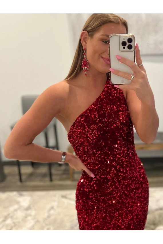Sweep Train Sleeveless Velvet Sequin Pink Sheath Prom Dress Canada Online