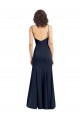 Long Sleeveless Stretch Crepe Dark Navy Sheath Prom Dress Canada Online