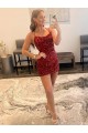 Short Sleeveless Velvet Sequin Burgundy Sheath Prom Dress Canada Online