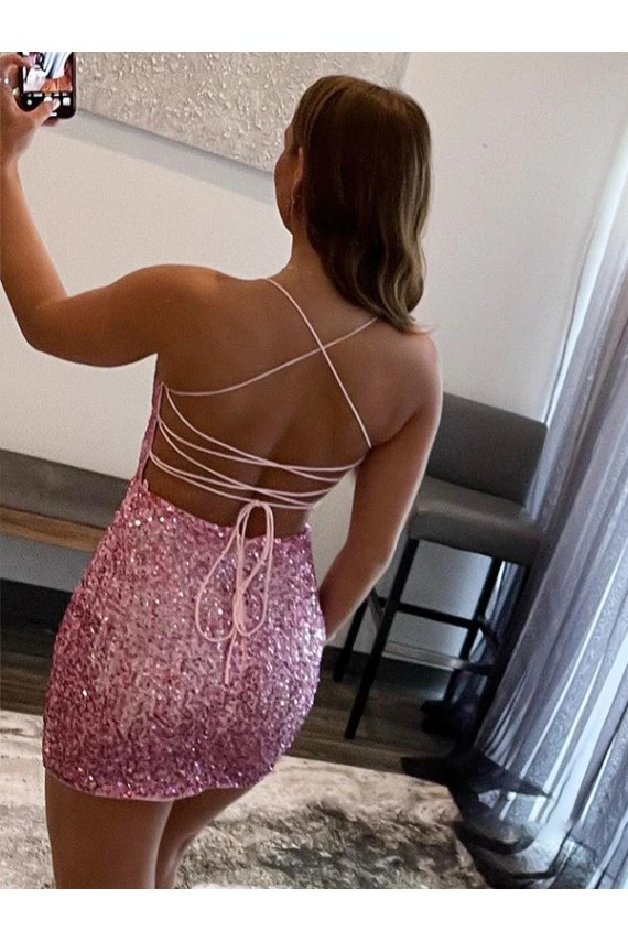 Short Sleeveless Velvet Sequin Hot Pink Sheath Prom Dress Canada Online