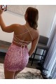 Short Sleeveless Velvet Sequin Hot Pink Sheath Prom Dress Canada Online