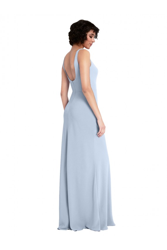 Long Sleeveless Stretch Crepe Light Sky Blue Sheath Prom Dress Canada Online