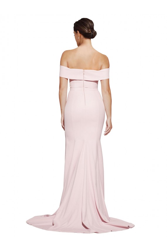 Sweep Train Sleeveless Stretch Crepe Pink Sheath Prom Dress Canada Online