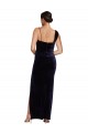 Long Sleeveless Stretch Velvet Dark Navy Sheath Prom Dress Canada Online