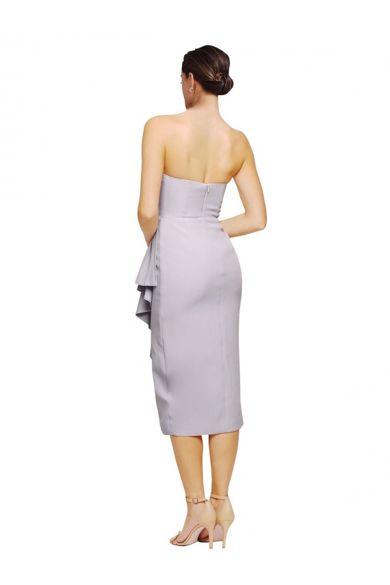 Cocktail Length Sleeveless Stretch Crepe Arctic Lilac Sheath High Low Prom Dress Canada Online