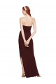 Long Sleeveless Stretch Crepe Burgundy Gold Strapless Sheath Prom Dress Canada Online