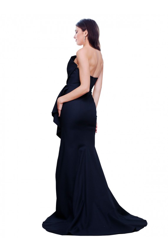 Sweep Train Sleeveless Stretch Crepe Dark Navy Sheath Prom Dress Canada Online