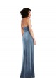 Long Sleeveless Stretch Velvet Dusty Blue Sheath Low Back Prom Dress Canada Online