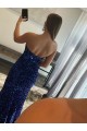Sweep Train Sleeveless Velvet Sequin Fuchsia Sheath Prom Dress Canada Online