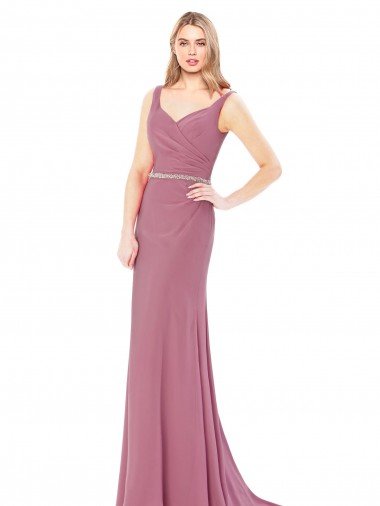 Long Sleeveless Soft Chiffon Sheath Prom Dress Canada Online