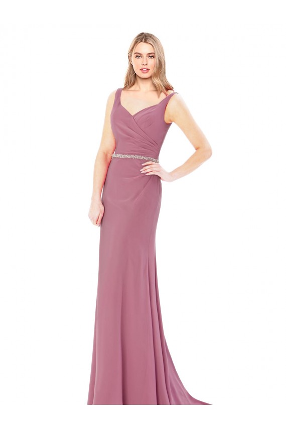 Long Sleeveless Soft Chiffon Sheath Prom Dress Canada Online