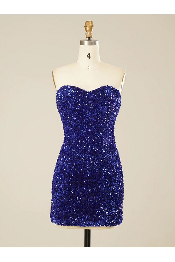 Short Sleeveless Velvet Sequin Sweetheart Sheath Prom Dress Canada Online