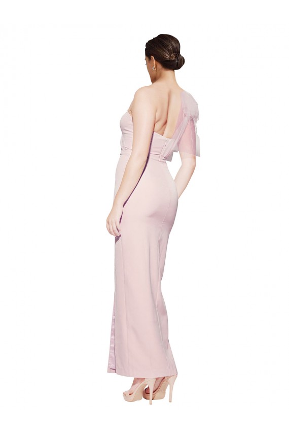 Long Sleeveless Stretch Crepe Pink Sheath Low Back Prom Dress Canada Online