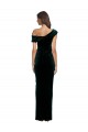 Long Sleeveless Stretch Velvet Dark Green Off the Shoulder Sheath High Low Prom Dress Canada Online