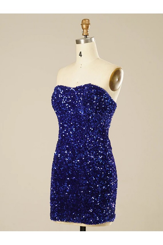 Short Sleeveless Velvet Sequin Sweetheart Sheath Prom Dress Canada Online