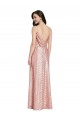 Long Sleeveless Sequin Rose Gold Sheath Low Back Prom Dress Canada Online