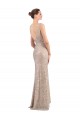 Long Sleeveless Sequin & Sparkling Sequin Silver V-Neck Sheath Prom Dress Canada Online
