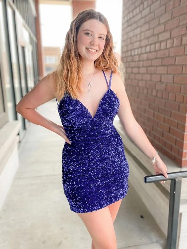 Short Sleeveless Velvet Sequin Sheath Cocktail Prom Dress Canada Online