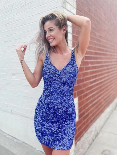 Short Sleeveless Velvet Sequin Sheath Evening Prom Dress Canada Online