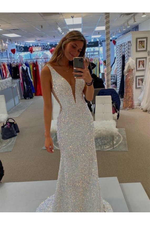 Sweep Train Sleeveless Velvet Sequin Sheath Prom Dresses Canada Online