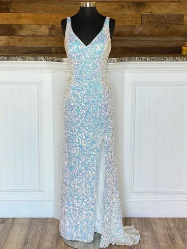 Sweep Train Sleeveless Velvet Sequin Sheath Prom Dress Canada Online