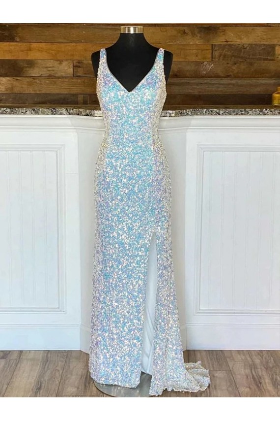 Sweep Train Sleeveless Velvet Sequin Sheath Prom Dress Canada Online