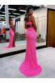 Long Sweep Train Sleeveless Velvet Sequin Sheath Prom Dress Canada Online