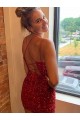 Short Sleeveless Velvet Sequin Royal Blue Sheath Evening Gown Canada Online