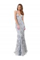 Long Sleeveless Stretch Crepe & Sequin Tulle Silver Mermaid Prom Dress Canada Online
