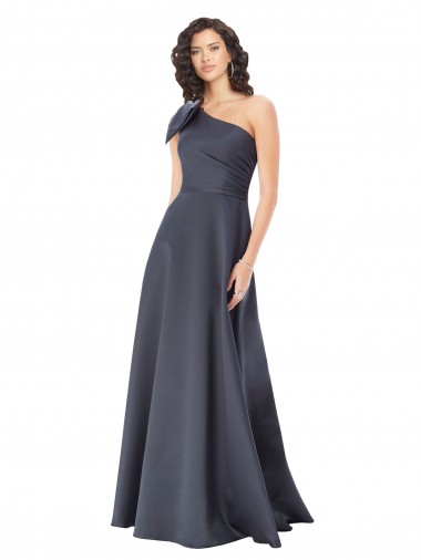 Long Sleeveless Satin Slate Grey A-Line Prom Dress Canada Online