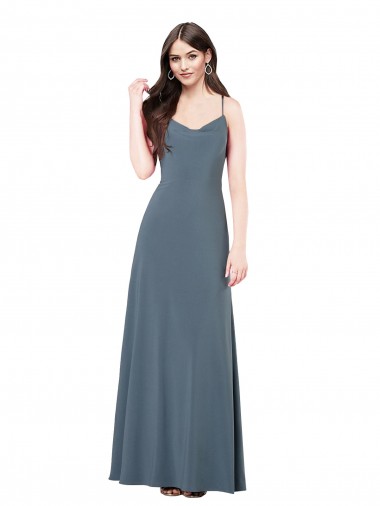 Long Sleeveless Spandex Slate Grey A-Line Prom Dress Canada Online