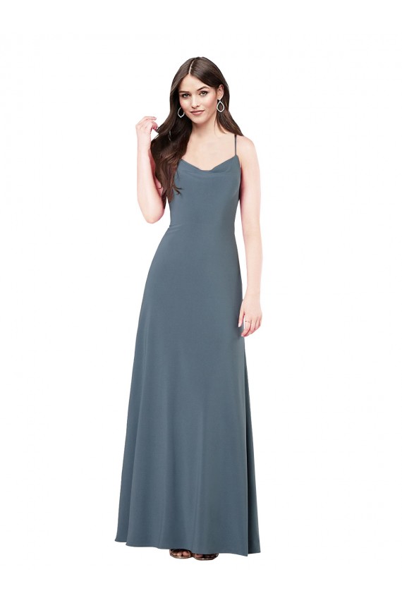 Long Sleeveless Spandex Slate Grey A-Line Prom Dress Canada Online