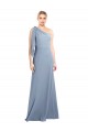 Long Flutter Sleeves Stretch Crepe Smoke Blue Sheath Prom Dress Canada Online