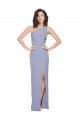 Long Sleeveless Stretch Crepe Smoke Blue One Shoulder Sheath Prom Dress Canada Online