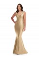 Long Sleeveless Silky Satin Soft Gold V-Neck Mermaid Plus Size Formal Prom Dress Canada Online