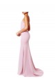 Long Sleeveless Stretch Crepe Pink Mermaid Sheath Prom Dress Canada Online
