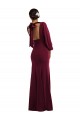 Long Long Sleeves Stretch Crepe Burgundy Gold Trumpet Prom Dress Canada Online