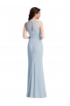 Long Sleeveless Stretch Crepe Light Sky Blue Halter Neck Trumpet Prom Dress Canada Online
